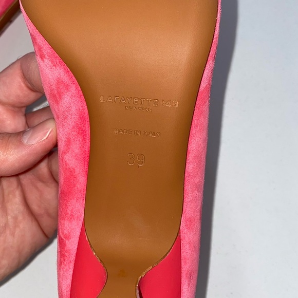 NWOT Lafayette 148 New York pink suede scarlet heels - Picture 9 of 10